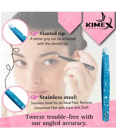 Kimex London Professional Eyebrow Tweezers - Stainless Steel Tweezers for Precise Grooming of Eyebrows & Ingrown Hair - for Men & Women (Ocean Blue) 1 Ocean Blue - Buy Online on GoSupps.com