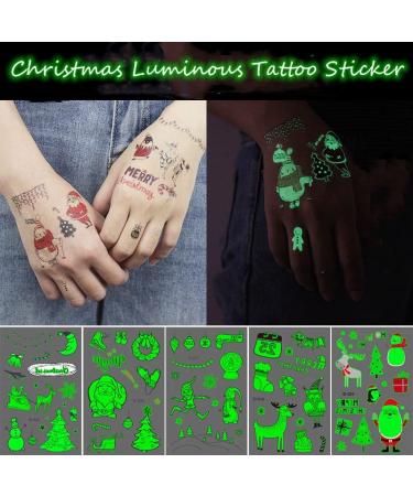 Stampcolour Christmas Glow Tattoos - 10 Sheets | DIY Personalized Temporary Luminous Tattoo Paper | For INKJET Printer | Skin-Safe | Custom Cartoon Kids Summer Party Theme - Buy Online on GoSupps.com