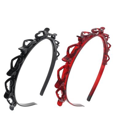 Hairpin Hair Band Fashion Hairstyle Hairpin Non Slip Hairpin Headband Hair Hoop Witn Clips For Outdoor Sports Weddings Daily Wear Red