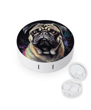 Contact Lens Case Portrait Of Pug Portable Travel Contact Lens Box Contact Lens Storage Box