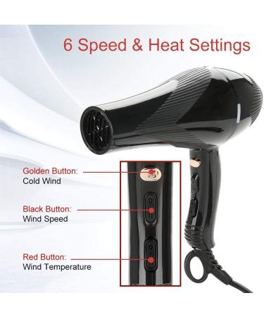 Hair Dryer with Diffuser 3000W 3 Temperature Levels and 2 Speeds Hair Dryer Cold and Hot Air Blower Electric Hair Dryer - Buy Online on GoSupps.com