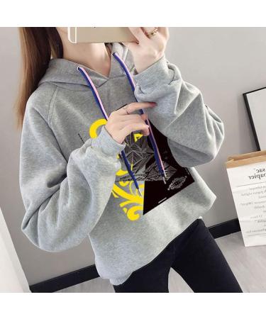Bigfanshu Womans Tops Winter Fashion Blouse Hoodies Character Print Sweatshirt Gray - Buy Online on GoSupps.com