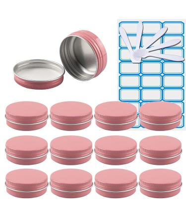 Zeoabsy 10 pieces empty 30 ml around pink aluminum screw can cream box aluminum tiles doses with screw lid 5ml aludose tin tin cans for cosmetics candle ointments with 5x spoon 1x etiquette pink 30ml
