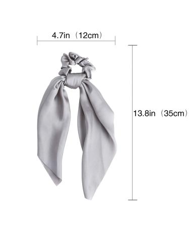 ZZICEN Satin Hair Scrunchie with Tail - 12 Pcs Solid Colors Silk Hair Scarf Scrunchies for Women and Girls - Buy Online on GoSupps.com