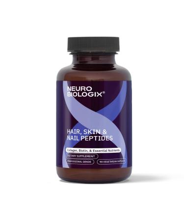 Neurobiologix Hair Skin & Nail Peptides Biotin & Collagen Peptide Supplement for Hair Skin Nail Support Amino Acid & Peptide Complex for Daily Beauty Wellness Gluten Free Vegetarian 90 Capsules