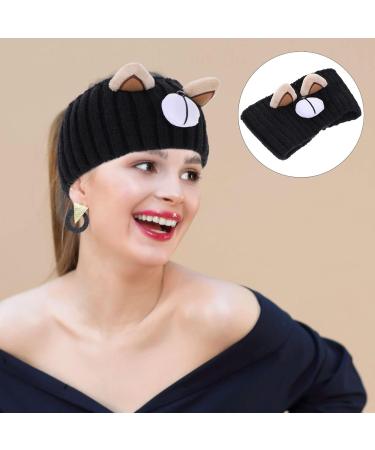 minkissy Knit Headbands Cartoon Braided Crochet Headbands Elastic Turban Head Wraps Cable Knit Winter Ear Warmers for Women Girls Black - Buy Online on GoSupps.com