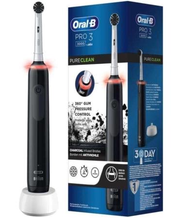 Oral-B Pro 3 3000 Electric Toothbrush - 3 Cleaning Modes 360 Pressure Sensor Activated Carbon Bristles | International Shipping - Buy Online on GoSupps.com