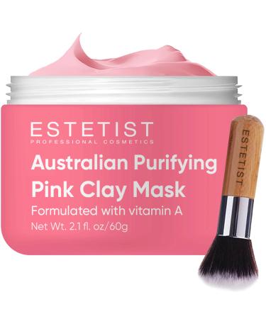ESTETIST Purifying Pink Face Mask With Australian Pink Clay Blackhead Remover Quality Pore Cleanser Evens Skin Tone Acne Spot Treatment Natural Pore-Reducing Exfoliating & Detoxifying