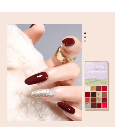 RoseFlower Solid Nail Polish Palette with Brush 16 Colour Solid Cream Gel Nail Polish Palette Solid Gel Polish Palette Cream Pudding Gel Polish Palette Kit Nail Paint Nail Art Professional #1 - Buy Online on GoSupps.com