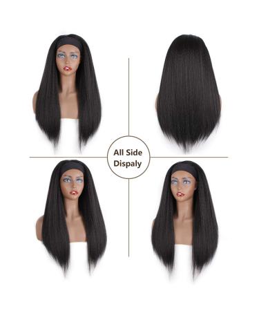 Kachanaa 22 Inch 1B# Kinky Headband Wig for Black Women - Natural Synthetic Yaki Straight Style with Glueless Design - Buy Online on GoSupps.com