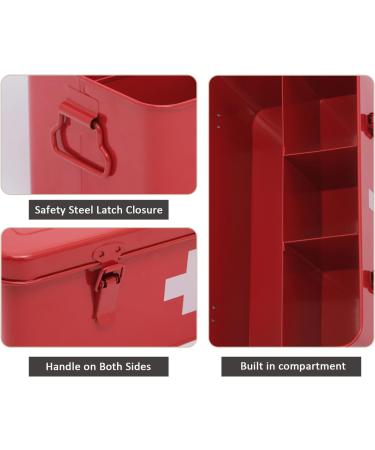 Xbopetda First Aid Medicine Box - Metal Storage Tin with Safety Lock for Home Emergency - Red - Buy Online on GoSupps.com