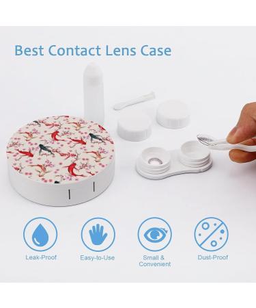 Japanese Koi Fish Cherry Blossoms Round Case For Contact Lens Kit Storage Box with Mirror Printed - Buy Online on GoSupps.com