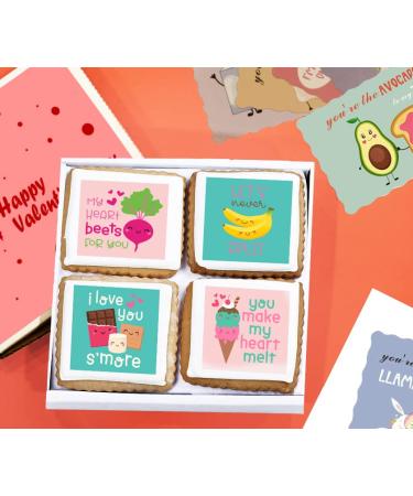 Happy Valentines Day Cookies Gift Basket  Decorated Vanilla Sugar Cookie Greeting Card  Unique Cool Food Gift Box  For Him  Her  Boy  Girl  Friend  Spouse  Wife  Prime Delivery  4 Count - Buy Online on GoSupps.com