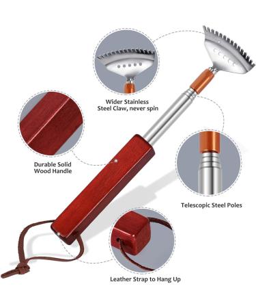 High-Quality Stainless Steel & Wood Back Scratchers - 2 Piece Set 15 Teeth Claw Extendable Up to 62cm - Buy Online on GoSupps.com
