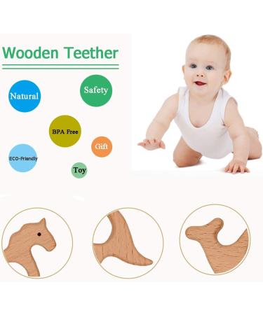 Wendysun 10pcs Cartoon Wood Teether - Natural Animal Sun Shape Baby Teething Beech Teether DIY Pendant Toy - Buy Online on GoSupps.com
