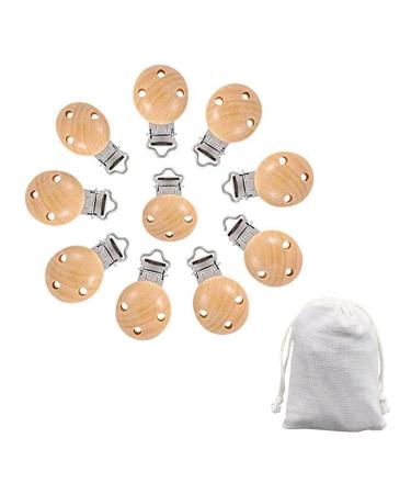 10PC Wooden Pacifier Clip Set - DIY Pacifier Chain & Stroller Accessories | International Shipping - Buy Online on GoSupps.com