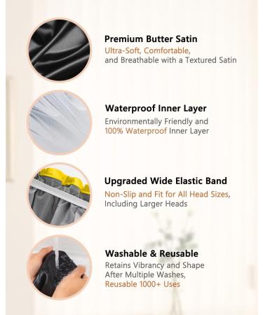 MikiMini Black Small Shower Cap for Kids - Waterproof Double Layer Bathing Hair Cap with Reusable PEVA Lining - Cute & Stretchy - Black+Yellow - Buy Online on GoSupps.com