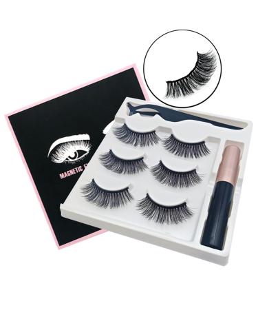 Magnetic Eyelashes And Eyeliner Kit 3 Pairs Reusable Magnetic Lashes With Eyeliner 3D Natural Look False Eyelashes Magnetic Eyelashes Natural Looking Lashes