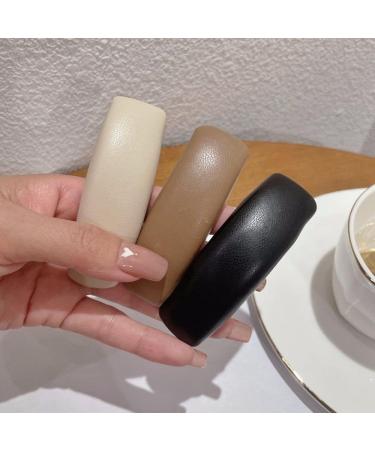 Hair Clips PU Leather Hair Clip Sponge Padded Barrette Solid Thick Hairpin Women Hair Snap Korean Style Headwear Blue Hair Clips (Size : Khaki 1) - Buy Online on GoSupps.com