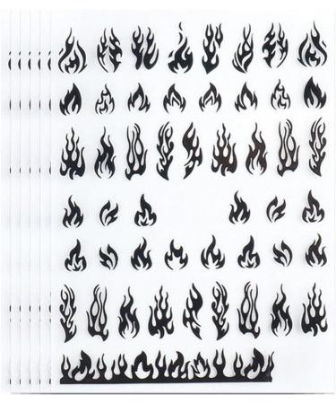 6 Sheets Flame Nail Art Stickers Decals 3d Self-adhesive Flame Nail Sticker Nail Art Designs for Manicure Tips Decoration Diy Nail Art Supplies Black - Buy Online on GoSupps.com