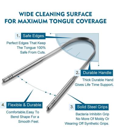 Medical Quality Stainless Steel Tongue Scraper - 3 Pack for Bad Breath | Zounge Cleaners & Orthodontic Delivery - Buy Online on GoSupps.com