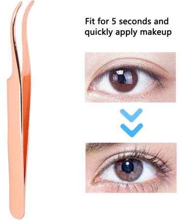 Eyelash Applicator Tool DIY Rose Gold Curved Lash Tweezer for Easy Lashes Application and Removal - Buy Online on GoSupps.com