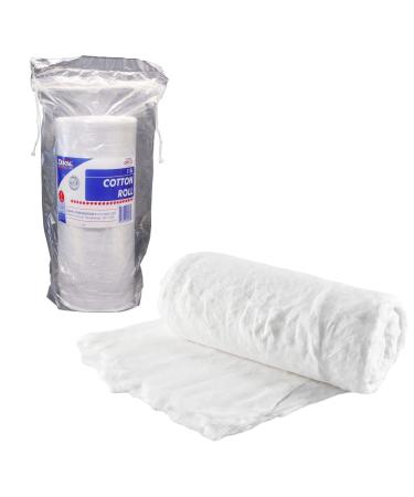 Dukal White Cotton Roll. Roll of Non-sterile Cotton for Wound Care. Soft and Absorbent, 100% Cotton. Re-sealable Drawstring polybag. White, Single use.