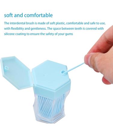 Tibapla 200 Double-Sided Plastic Toothpicks - Wearable Interdental Brush for Effective Oral Care & Tooth Gap Cleaning (Light Blue) - Buy Online on GoSupps.com