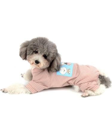 Ranphy Cotton Dog Pajamas for Small Dogs | Cute 4-Legged Puppy Hoodie & Jumpsuit | Cartoon Print Pet Overall | Size L (30cm Back 42cm Chest) - Pink - Buy Online on GoSupps.com