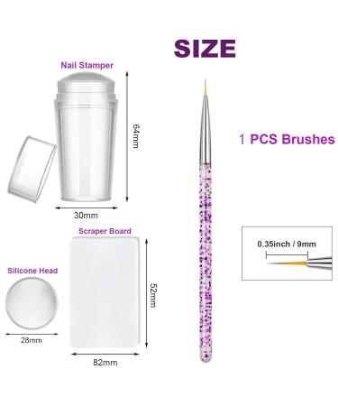 Famidiqgo Nail Stamper & Art Brush Set - French Tip Clear Silicone Nail Stamp with Scraper & Pen for DIY Nail Art - Buy Online on GoSupps.com