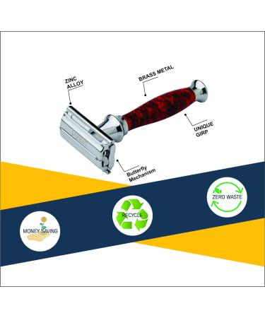 Pearl Shaving Butterfly Safety Razor for Men - Eco-Friendly Twist-to-Open Shaving Kit | Perfect Valentine's Day Gift - Buy Online on GoSupps.com