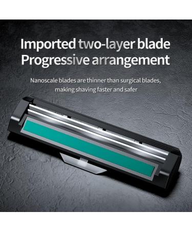 2-Blade Razor for Men - Dual Lubrication & Precision Trimmer 6 Cartridges Included | Premium Shaving Set in Black - Buy Online on GoSupps.com