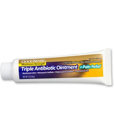 GoodSense Maximum Strength Triple Antibiotic Ointment + Pain Relief 1oz | Soothes Cuts, Scrapes, Burns | Prevents Infection - Buy Online on GoSupps.com