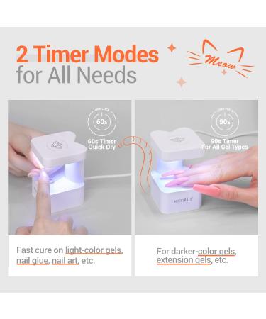 Modelones Mini LED Nail Lamp - Portable UV Gel Nail Dryer with Quick-Dry Technology - Travel-Friendly Cute Meow Design for Home DIY Manicures - Buy Online on GoSupps.com