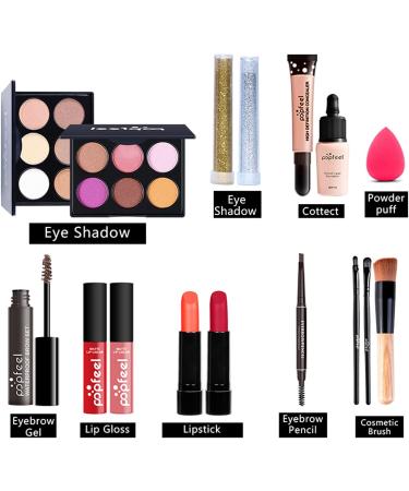 All-In-One Makeup Kit 16 Pcs Complete Makeup Gift Set Full Kit Combination with Eyeshadow Blush Lipstick Concealer etc Essential Starter Bundle for Women Pro Multi-purpose Beauty Cosmetic Set#10 KIT009 - Buy Online on GoSupps.com