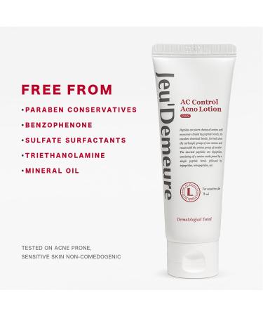 JEU DEMEURE Korean Acne Control Treatment Lotion - Sensitive Skin Peptide & Calming Formula for Pimple Breakouts - 2.53 fl oz - Buy Online on GoSupps.com