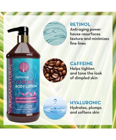 Arganatural Retinol Caffeine & Hyaluronic Tightening Body Lotion 32oz - Anti-Aging & Cellulite Treatment for All Skin Types - Buy Online on GoSupps.com
