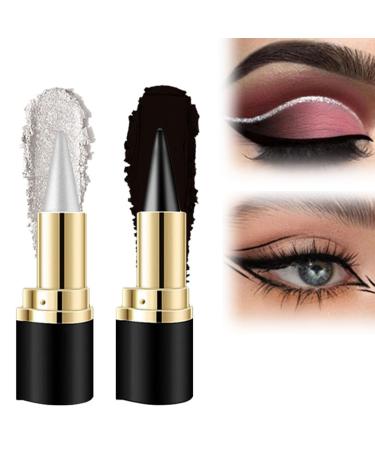 Lipstick eyeliner Long Wear Gel Eyeliner Rationalu Gel Eyeliner Rational Eye Stick Rational Eyeliner Stick Black Eyeliner Cream Waterproof Smudge Proof Liquid Eyeliner Pen Silver+black