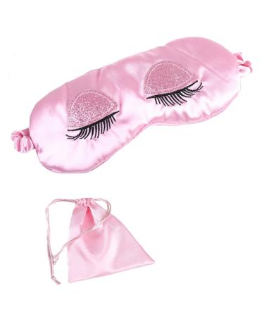 Silk Eye Sleep Mask Soft Sleeping Mask with Elastic Strap Blindfold Comfort Eye Shade Cover for Kids Girl Women Men A1-pink