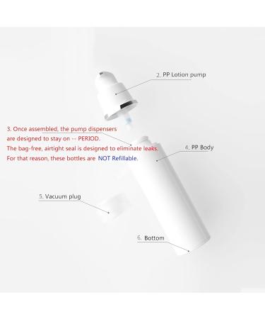 Zeoabsy 24 Pack 30ml Airless Pump Dispenser - Refillable White Plastic Cream Bottles with Silver Edge for Cosmetics - Buy Online on GoSupps.com
