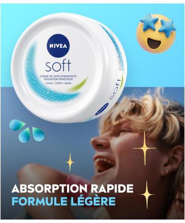 NIVEA SOFT Multi-Use Moisturizing Cream 48H (1x50ml) Moisturizing Face Care Body & Hands Vitamin E & Jojoba Oil Lightweight & Fresh Vegan Formula 95% Natural Ingredients - Buy Online on GoSupps.com