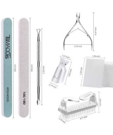 Gel Nail Polish Remover Kit - TsMADDTs 10pcs Remover Clips, Cuticle Trimmer, Nail Cotton Pads, Brush, File - 400/4000 Grit - Buy Online on GoSupps.com