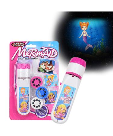 Pup Go Mermaid Torch and Projector with 3 Discs 24 Images Pink Torches Toys for Girl Age 3 4 5 6 7 Year Old Kids Fairy Gifts for Girls Projector Night Light for Children Toddler(Mermaid)