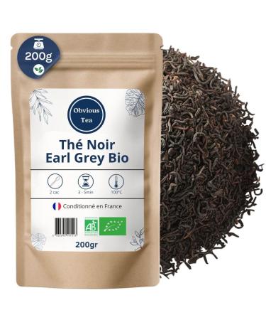 Th Noir Earl Grey Bio - Th Vegan en Vrac 100% Naturel Sans OGM - Agriculture Biologique - Conditionn en France - Sachet 200 gr (100 Tasses) 200gr (100 tasses)
