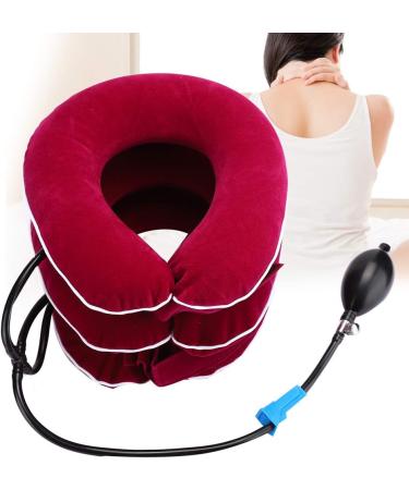 Inflatable Cervical Neck Traction Device for Neck Pain Relief - Rose Red - Buy Online on GoSupps.com