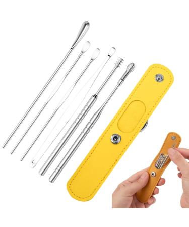 Ear Cleaning Tool Ear Pick Earwax Removal Kit Ear Cleansing Tool Set Ear Curette Ear Wax Remover Tool for Adult Kid Families Friends Frifer Yellow