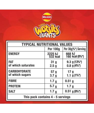 Walkers Wotsits Giants Sweet & Spicy Snacks Crisps 130 g - Buy Online on GoSupps.com