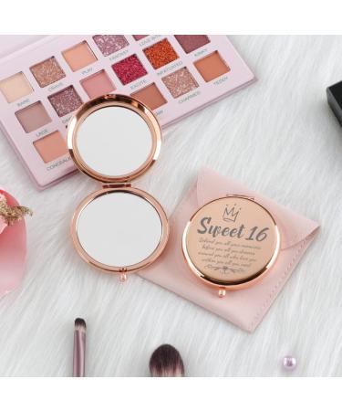 Rose Gold Sweet 16 Compact Mirror - Happy 16th Birthday Gift for Niece, Granddaughter, Daughter - Buy Online on GoSupps.com