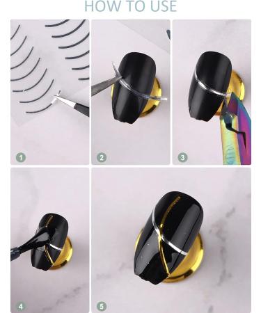 EBANKU 12 Sheets Gold Silver Metal Nail Stickers Metallic Curve Strip Line Nail Decal Self-Adhesive 3D Wave Design DIY Decoration for Women Girls - Buy Online on GoSupps.com