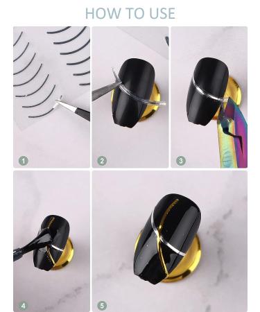 EBANKU 12 Sheets Metallic Nail Stickers - Self-Adhesive 3D Wave Design for DIY Nail Decoration - Buy Online on GoSupps.com